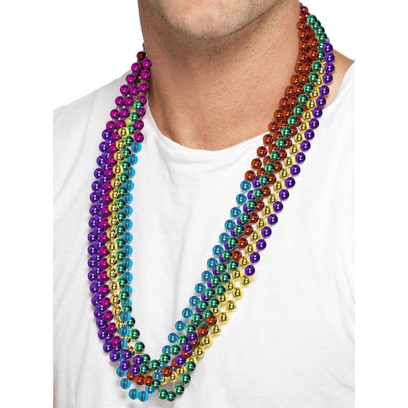 Beaded Metallic Rainbow Costume Necklace Set