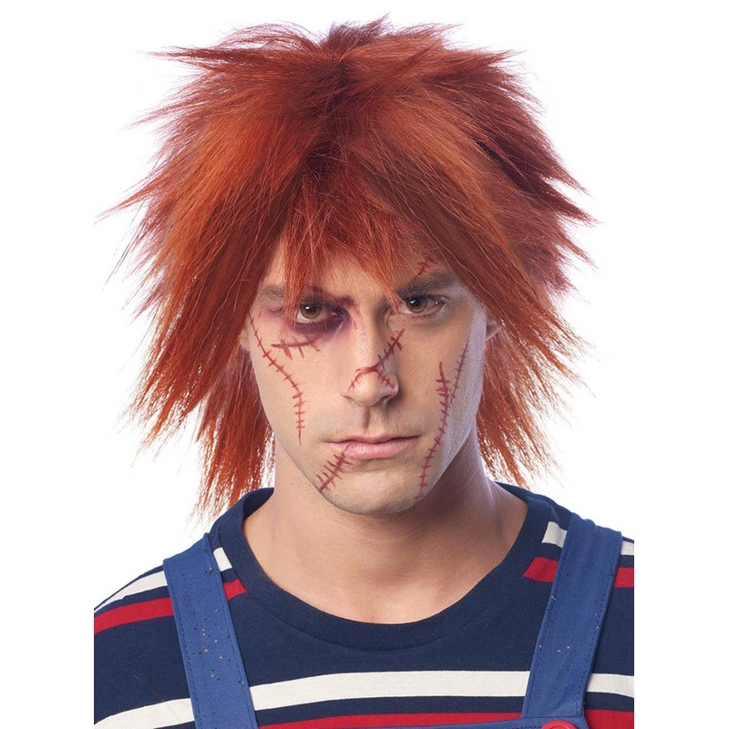 Evil Doll Mens Short Red Chucky Halloween Costume Wig