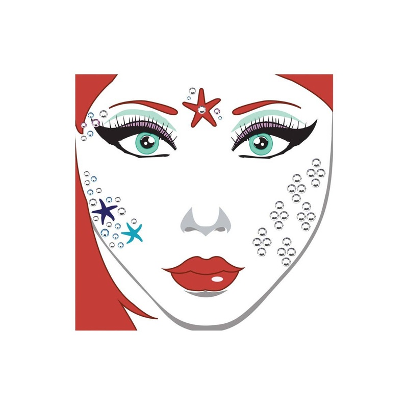 Mermaid Stick On Face Gems Costume Accessory