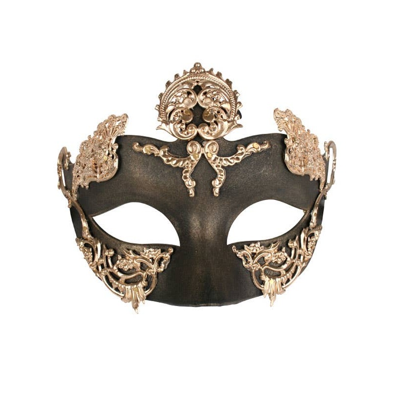 Metal Swirls Adults Black and Gold Masquerade Mask