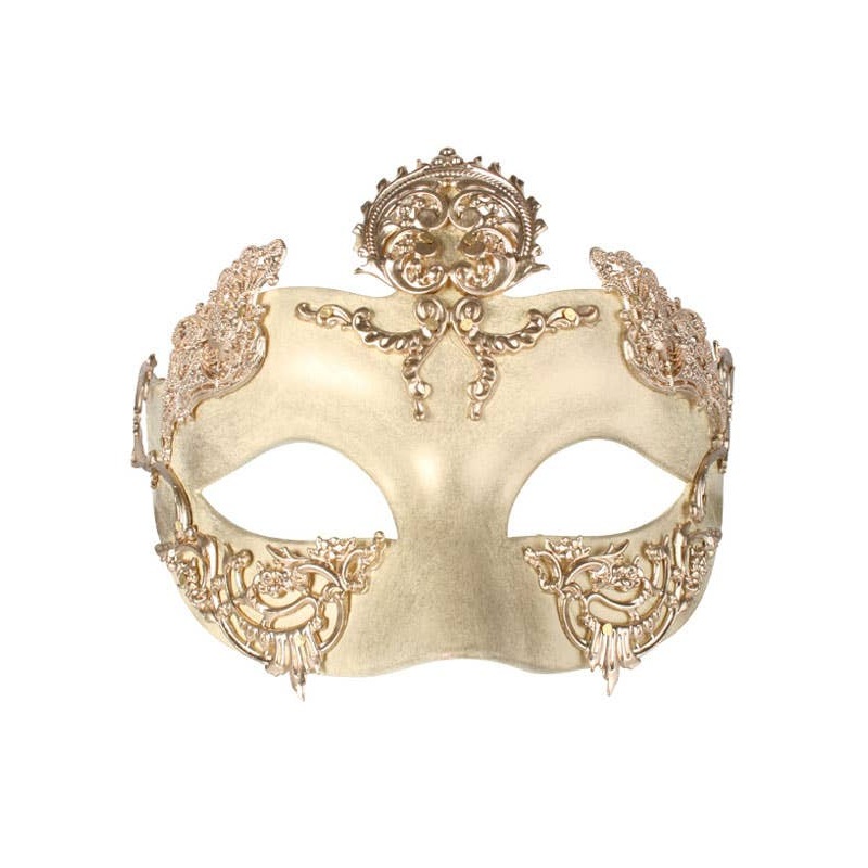 Metal Swirls Adults Cream and Gold Masquerade Mask
