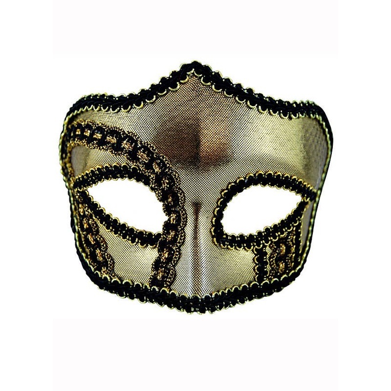 Metallic Gold Adults Masquerade Mask on Glasses Arms