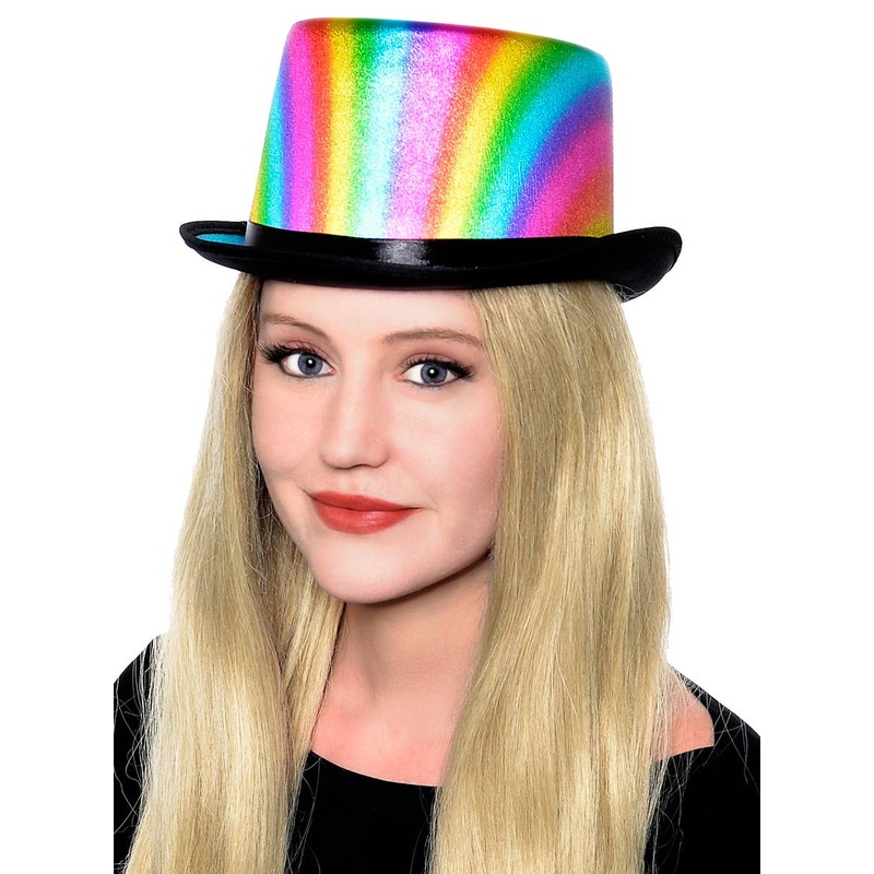 Metallic Rainbow Adults Costume Top Hat