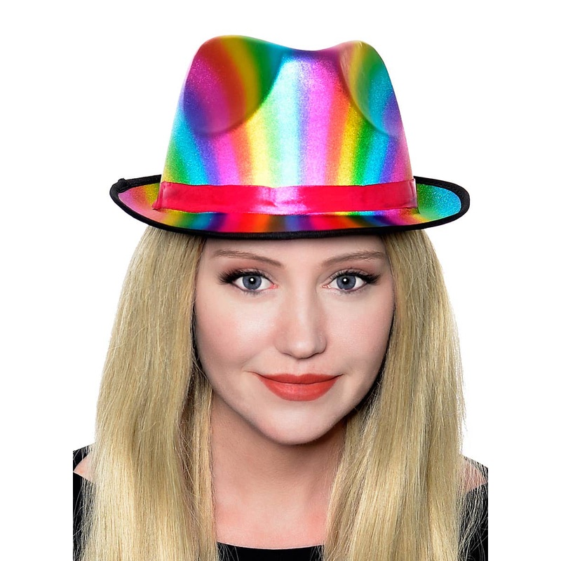 Metallic Rainbow Adults Fedora Costume Hat
