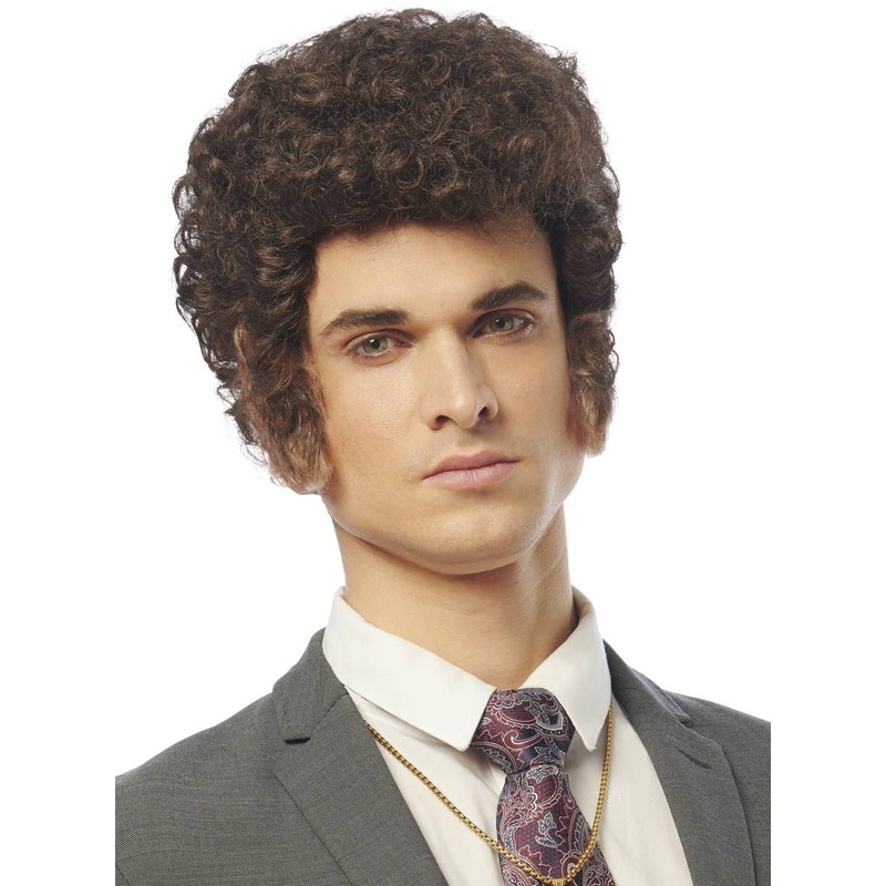 Righteous Preacher Mens Curly Brown Pulp Fiction Costume Wig