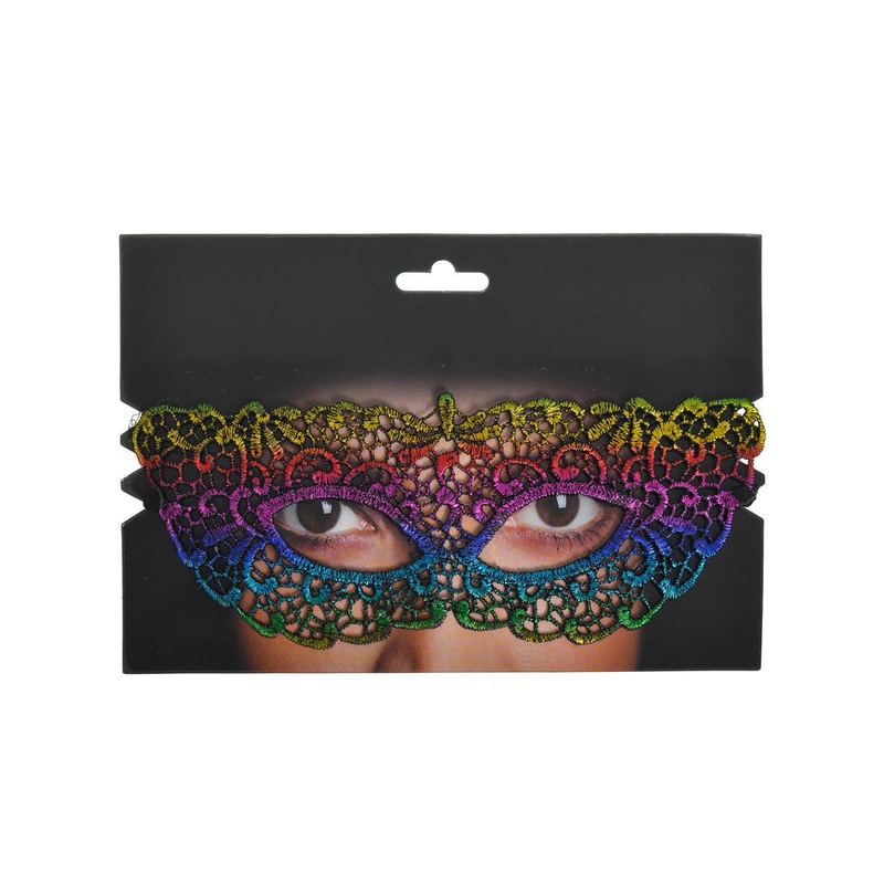 Soft Rainbow Lace Womens Masquerade Mask
