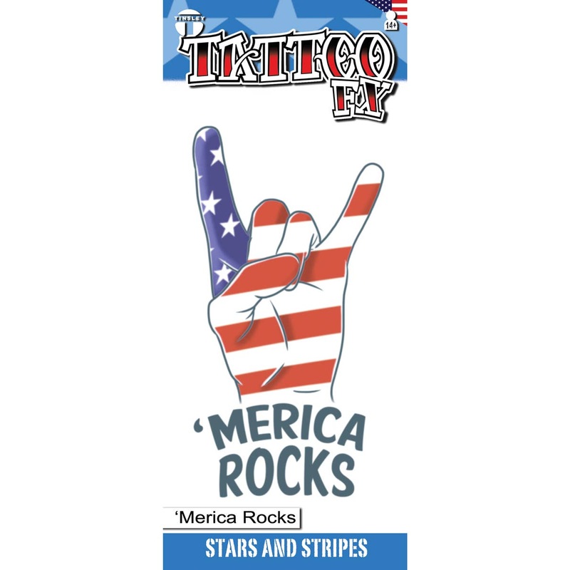Stars and Stripes ‘Merica Rocks Temporary Tattoo
