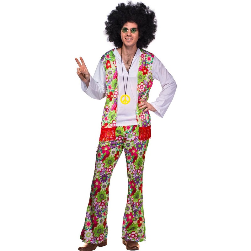 1970s Mens Cool Peace Hippie Costume Large