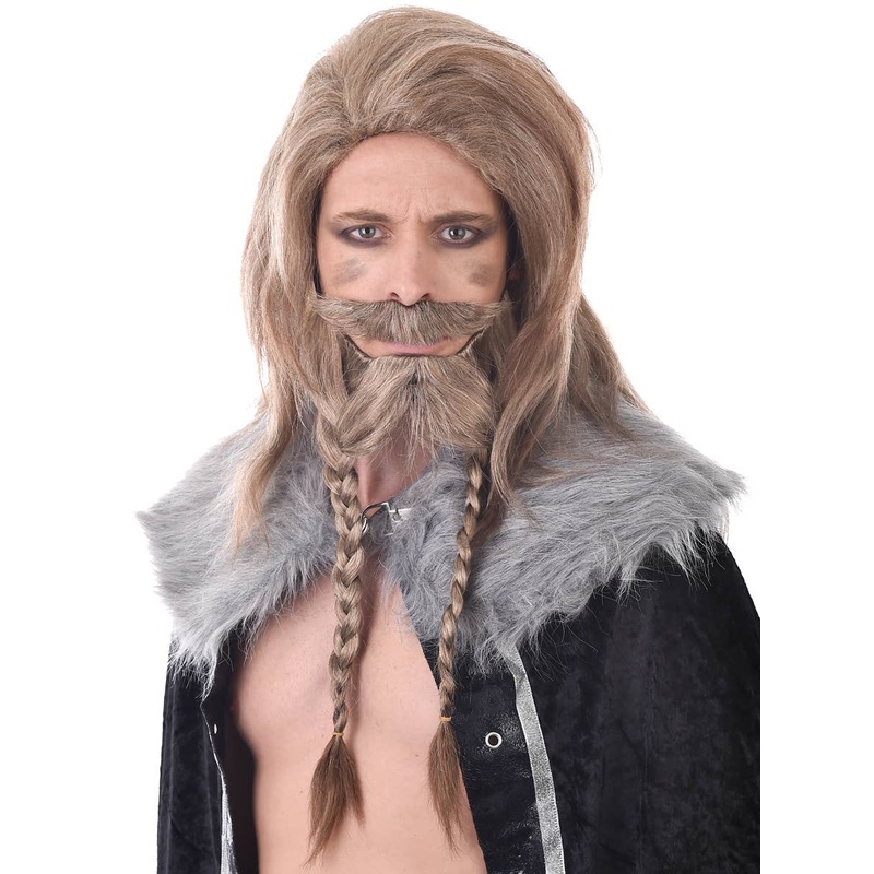 Dirty Blonde Viking Mens Costume Wig and Beard Set