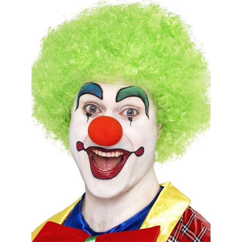 Fluffy Green Clown Afro Mens Costume Wig