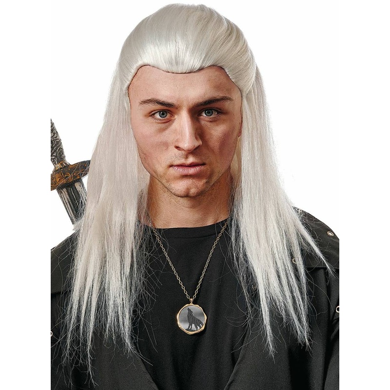 The Witcher Mens Long Grey Costume Wig