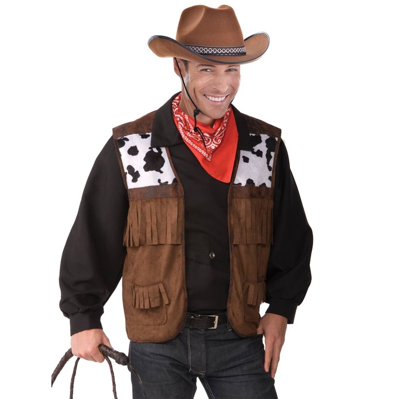 Wild West Mens Plus Size Cowboy Costume Vest Plus Size