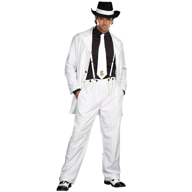 Zoot Suit Riot Mens Plus Size White 1940s Gangster Costume XXLarge