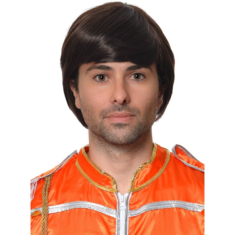 1960s Short Brown Mens Beatles Costume Wig