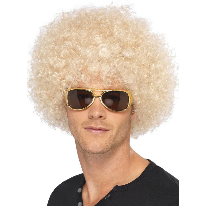 Funky 70s Mens Blonde Afro Costume Wig