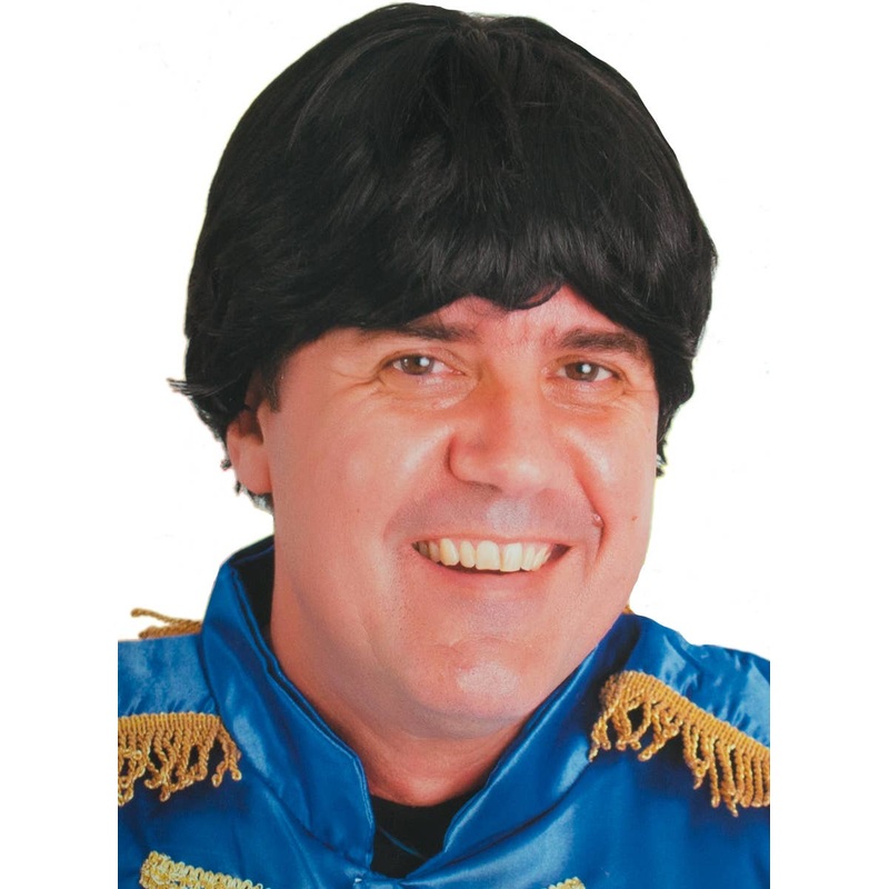 Short Black 60s Rocker Mens Beatles Costume Wig