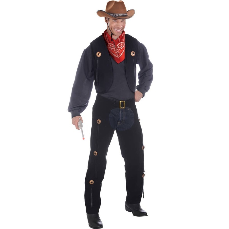 Wild West Cowboy Mens Vest and Chaps Plus Size Costume XLarge