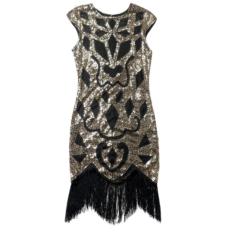 1920s Black and Gold Sequin Womens Plus Size Costume  Size 3XL
