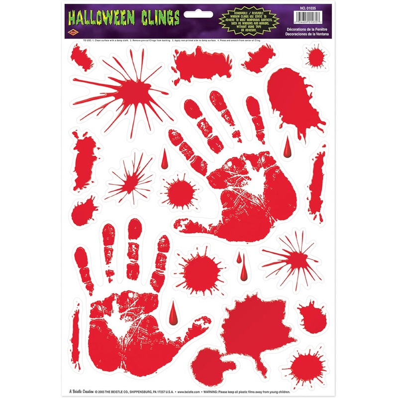 23 Piece Bloody Hands Window Clings