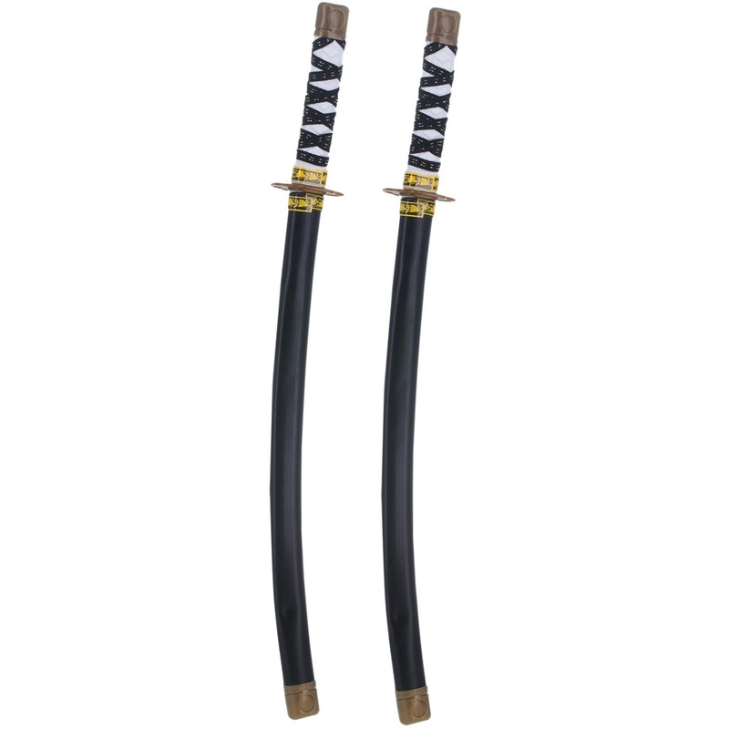Black 59cm Japanese Ninja Costume Swords 2 Pack