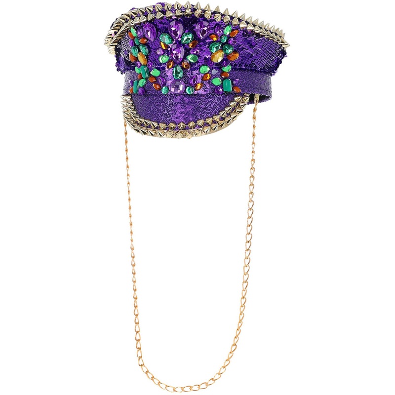 Deluxe Studded Purple Festival Hat with Sequins and Jewels