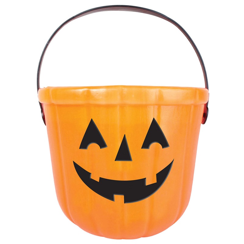 Friendly Orange Halloween Pumpkin Trick or Treat Bucket
