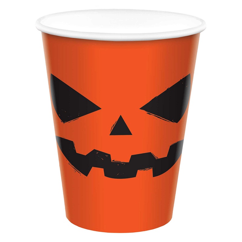 Fright Night 266ml 8 Pack of Orange Pumpkin Paper Cups