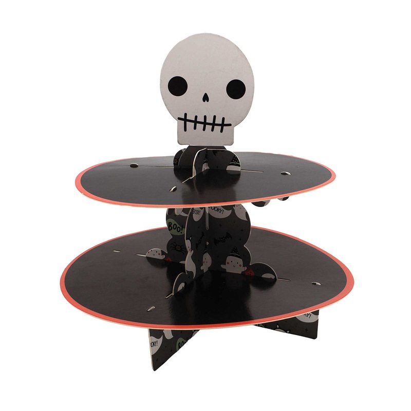 Fright Night 30cm 2 Tier Skull Top Cupcake Stand
