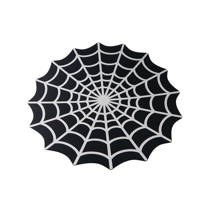 Fright Night 40cm Black Spider Web Halloween Serving Platter