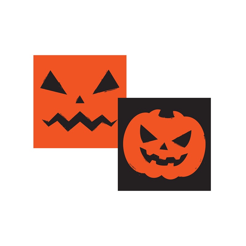 Fright Night Assorted 16 Pack of Orange and Black Pumpkin Lunch Napkins