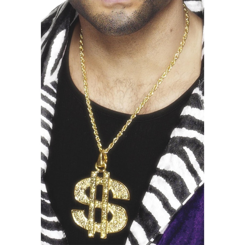 Oversize Gold Gangster Dollar Sign Necklace
