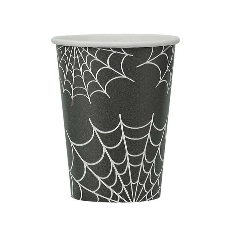 Retro Halloween 8 Pack Spiderweb Paper Cups