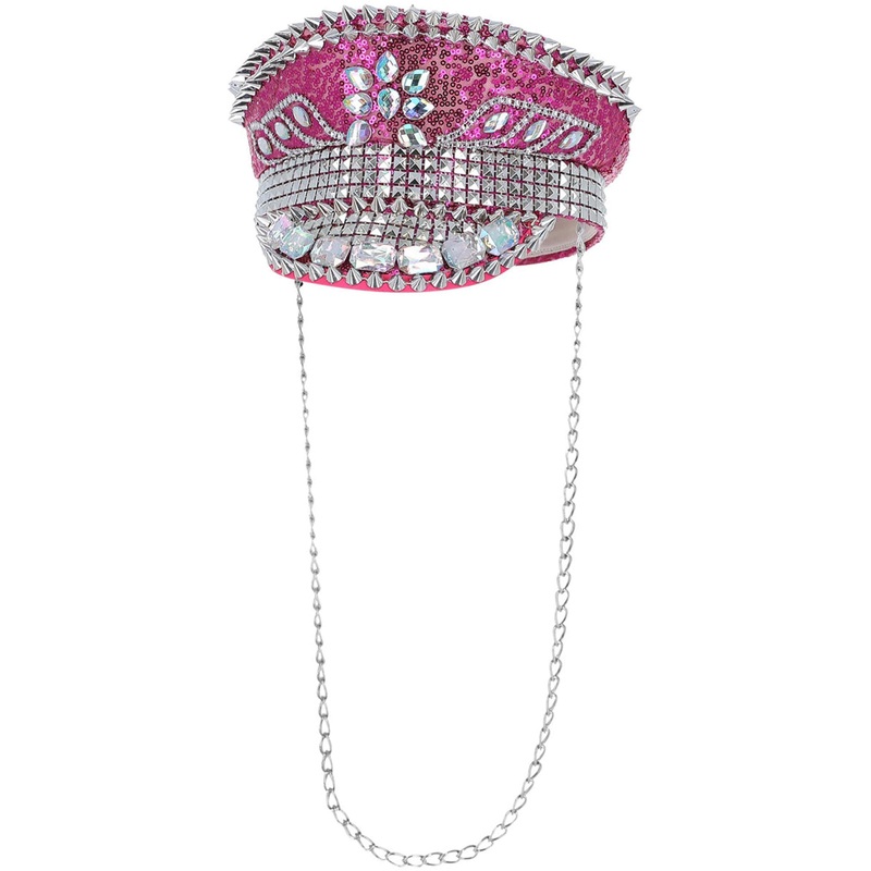 Studded Pink Deluxe Sequin Festival Hat with Jewels