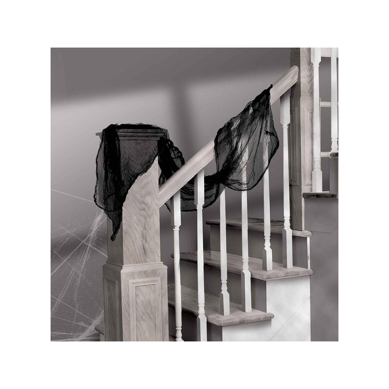 Tattered 6 Metre Black Gauze Halloween Decoration
