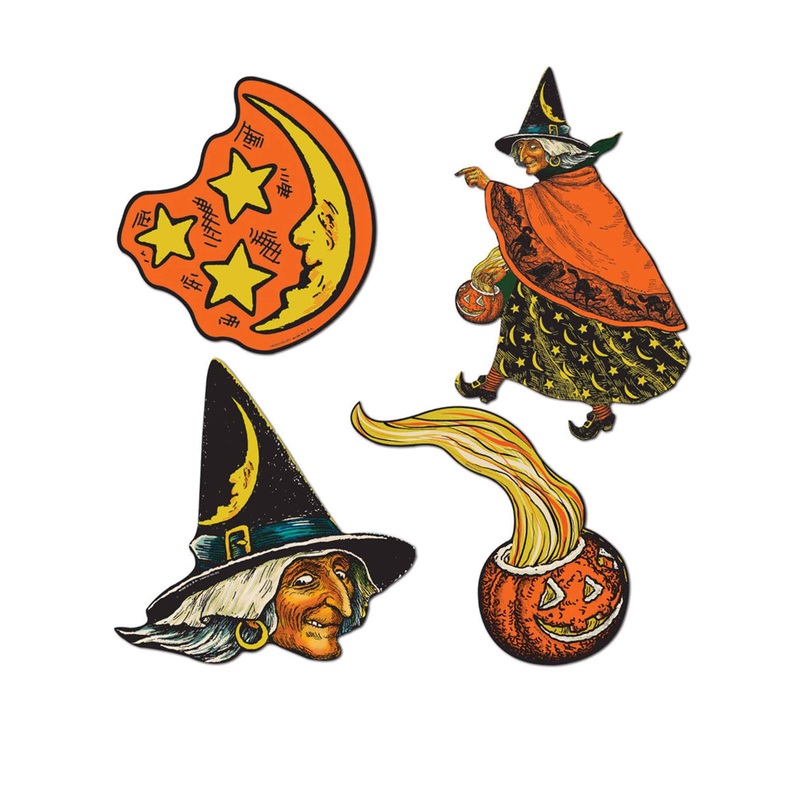 Vintage Halloween Witches 4 Pack Cut Outs