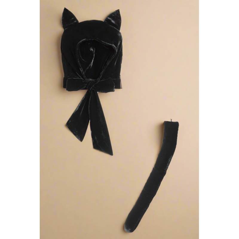 Adult Vintage Cat Velour Bonnet & Tail