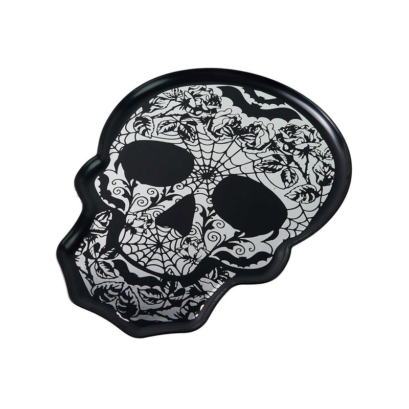 Fright Night 30cm Black Skull Halloween Serving Platter