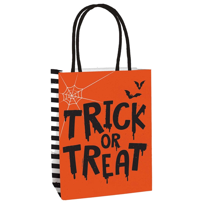 Fright Night Orange 8 Pack of Halloween Trick or Treat Bags