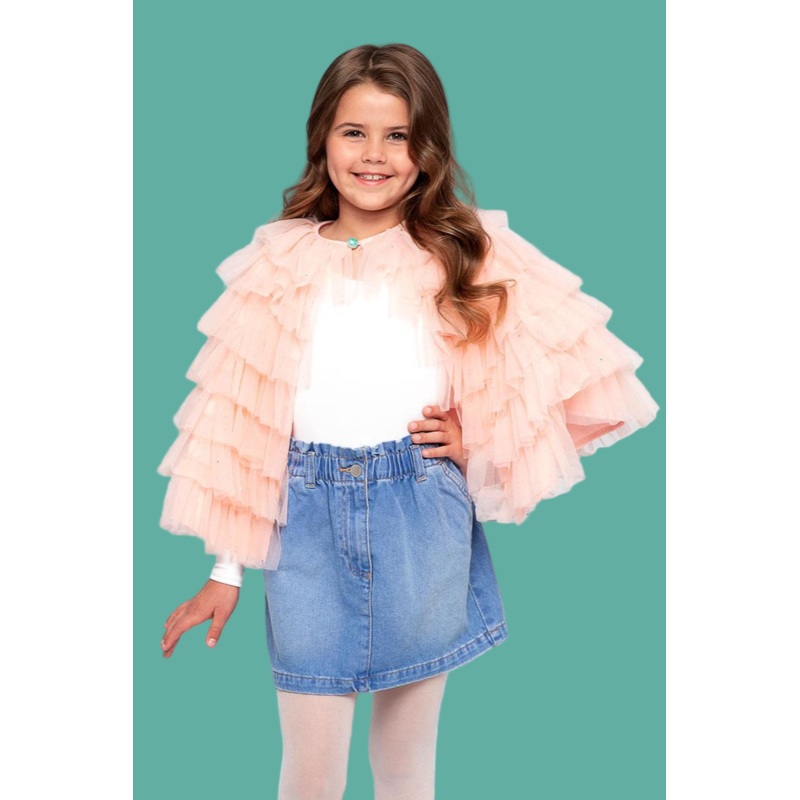 Pink Ruffle Cape for Girls