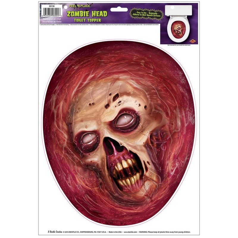 Zombie Head Toilet Lid Sticker Halloween Decoration